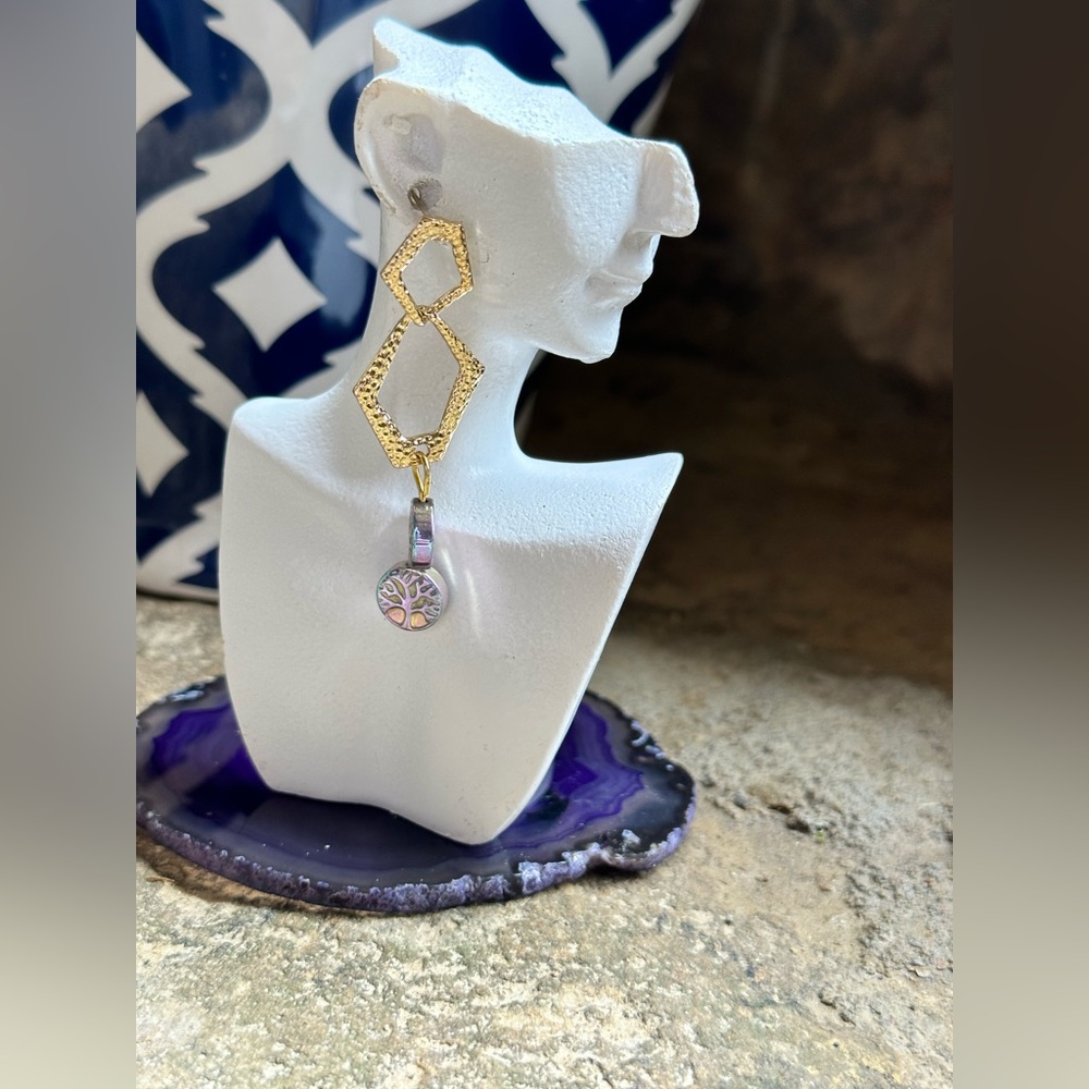 💕Gold Titanium Bead Tree Dangle Earrings